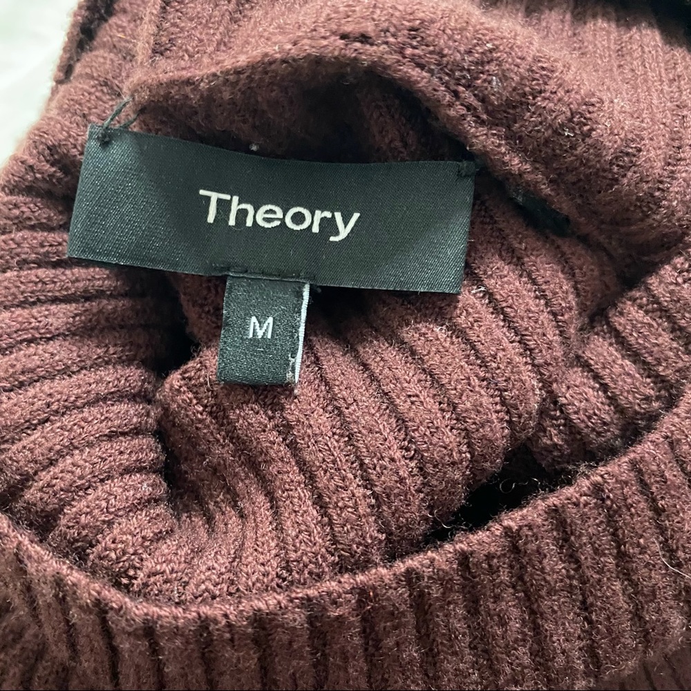 THEORY Burgundy Brown Ribbed Open Shoulder… - Picture 4 of 5